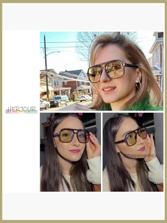 Retro Aviator Sunglasses Square Oversized 70s Classic UV Protection Unisex main image 7